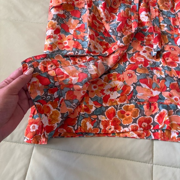 J Crew Womens Top Gray Orange Floral Blouse Shirt Sleeveless 100% Silk Size 4 - Picture 3 of 5